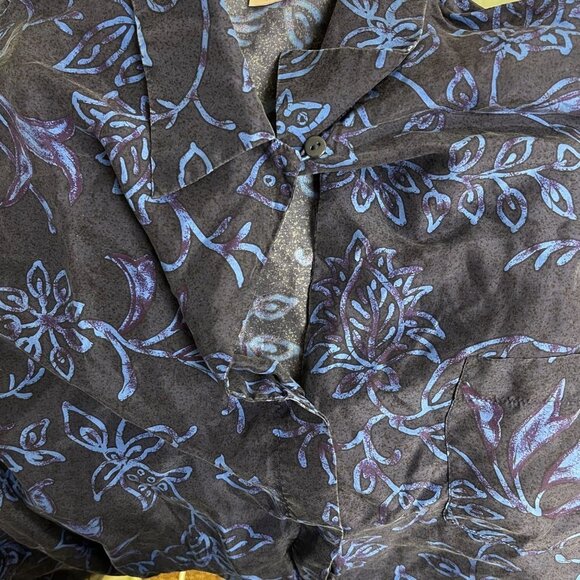 VICTORIA'S Secret Blue Silk Button Down Blouse M - Picture 4 of 6